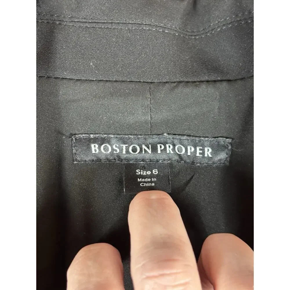 Boston Proper Double Breasted Blazer Black 6 Shaped Waisted Lined